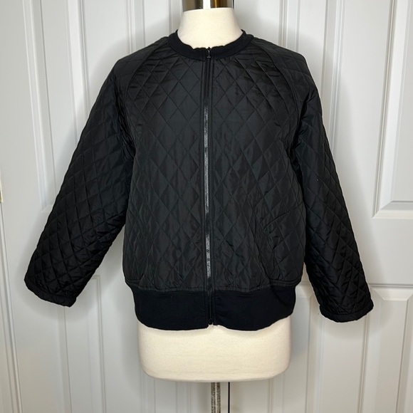 Norma Kamali Black Quilted Bomber Jacket SzL - Picture 1 of 6